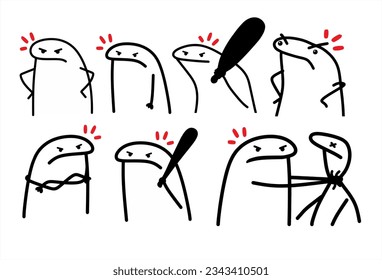 A set of flork meme internet web vector