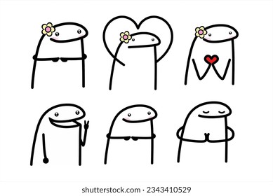 A set of flork meme internet web vector