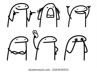 A set of flork meme internet web vector