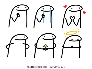 A set of flork meme internet web vector