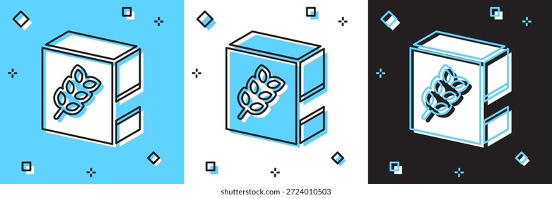 Set Flour pack icon isolated on blue and white, black background.  Vector
