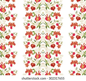 Set of flourish border ornaments with pomegranates