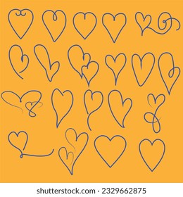 set of flourish calligraphy vintage hearts. Illustration vector hand drawn EPS 10