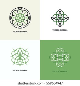 Set of flourish design templates. Good for restaurant, boutique, hotel, jewelry, fashion, spa and beauty salon. Vector illustration.