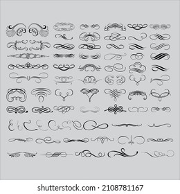 Set Flourish Ornaments Design Vector