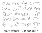 Set of flourish swirl calligraphy ornament elements. Curl elegant vintage simple design elements. Vector illustration.