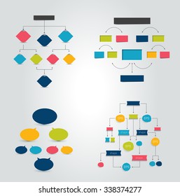 Set of  Flow chart diagrams, scheme. Infographic algorithm element.