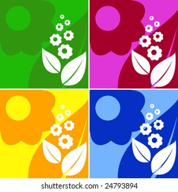 set of flower background diferent color