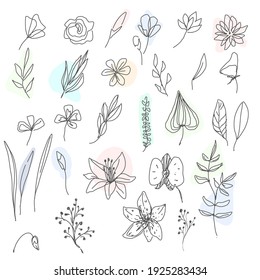 Set of flower and Botanical Icons line style. Included the icons as floral, nature, bouquets, flowers, bloom And Other Elements. customize color, easy resize