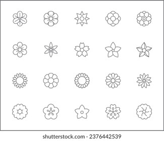 Set of flower and Botanical Icons line style. Included the icons as floral, nature, bouquets, flowers, bloom And Other Elements. customize color, easy resize.