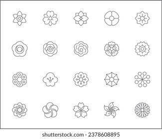Set of flower and Botanical Icons line style. Included the icons as floral, nature, bouquets, flowers, bloom And Other Elements. customize color, easy resize.