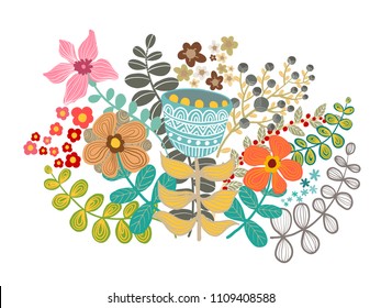 Set of Flower bouquet design vector, wedding greeting invitation card, flower decoration.