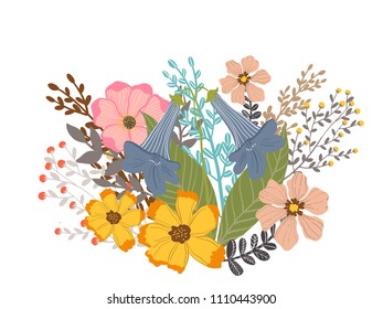 Set of Flower bouquet design vector, wedding greeting invitation card, flower decoration.