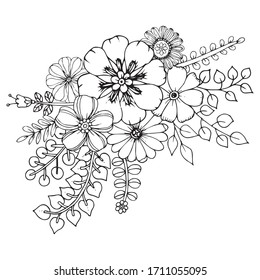 Set of Flower bouquet design vector, wedding greeting invitation card, flower decoration.