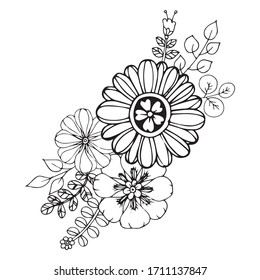 Set of Flower bouquet design vector, wedding greeting invitation card, flower decoration.