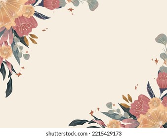 Set of flower branches. Pink roses, green leaves. Wedding concept with flowers. Flower poster, invite. Vector arrangement for greeting card or invitation design