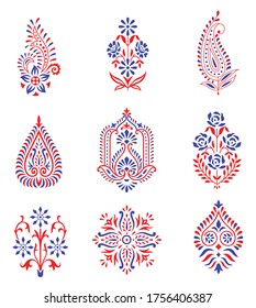 set of flower bunch pattern on white background