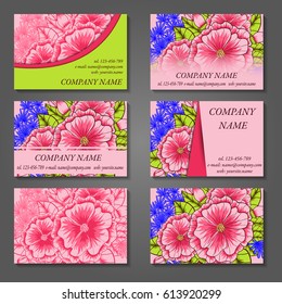 Set of flower business, invitation, save the date card template, abstract elegant pattern vector design editable. Hand drawn background. Floral design