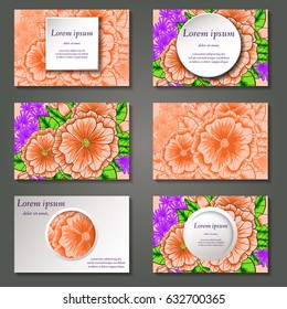Set of flower business, invitation, save the date card template, abstract elegant pattern vector design editable. Hand drawn background. Floral design