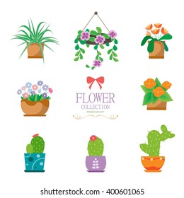 Set of flower collection.