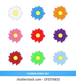 Set of flower daisy icons
