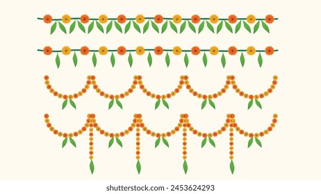 set of flower decoration for  Indian festival vector illustration