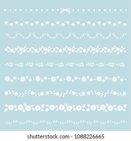 set of flower decorative borders