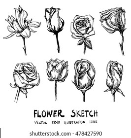 Set of flower doodle sketch