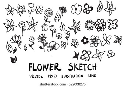 Set of flower doodle sketch