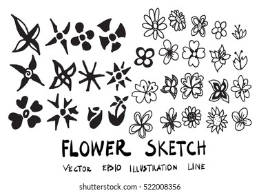 Set of flower doodle sketch