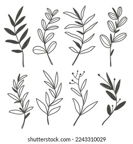 Set of flower in doodle style