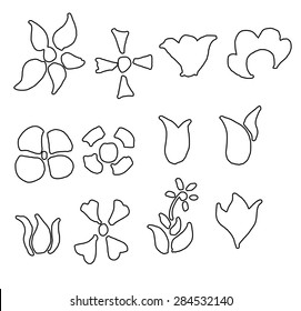 Set of flower doodles
