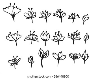 Set of flower doodles