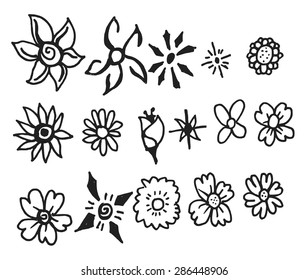 Set of flower doodles