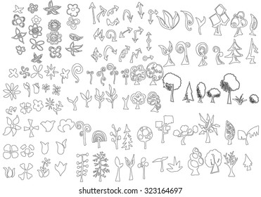 Set of flower doodles