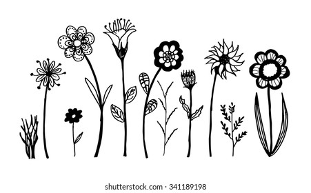 Set of flower doodles flower
