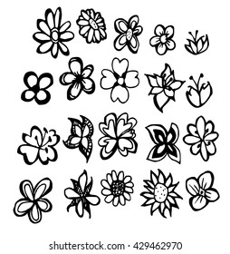 Set of flower doodles