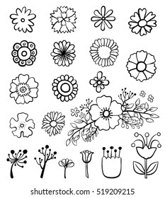 Set of flower doodles