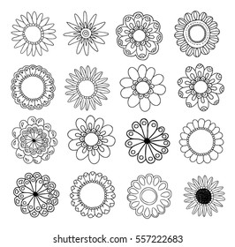 Set of flower doodles