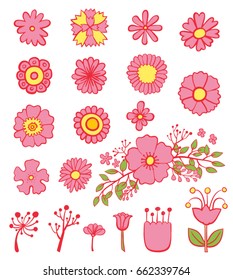 Set of flower doodles