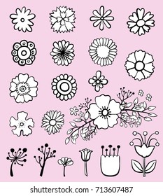 Set of flower doodles