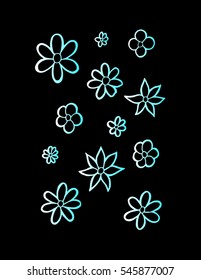 Set of flower doodles. sketchy style