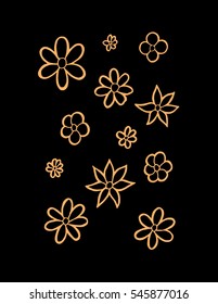 Set of flower doodles. sketchy style