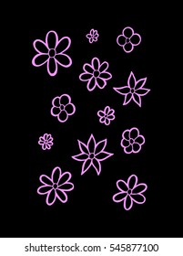 Set of flower doodles. sketchy style