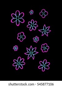 Set of flower doodles. sketchy style