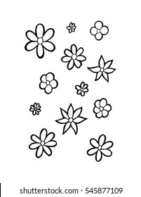 Set of flower doodles. sketchy style