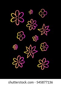 Set of flower doodles. sketchy style