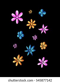 Set of flower doodles. sketchy style