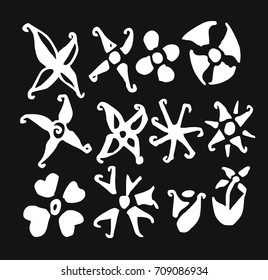 Set of flower doodles vector line on chalkboard