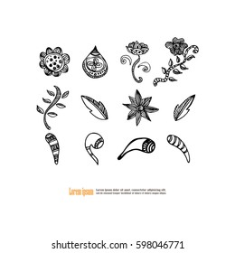 Set of flower doodles.flower doodle.use for drawing page.vector illustration.